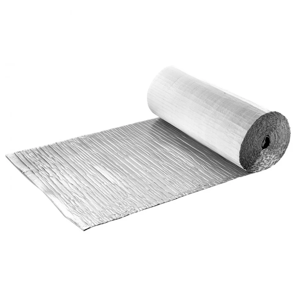 VEVOR Reflective Insulation Roll, Double-Layer Air Bubble Radiant Barrier, 6mm 48 in x 100 ft, Aluminum Foil White PE Film Heat Reflective Shield, Thermal Insulation Roll for Garage Door Window RV Roofs
