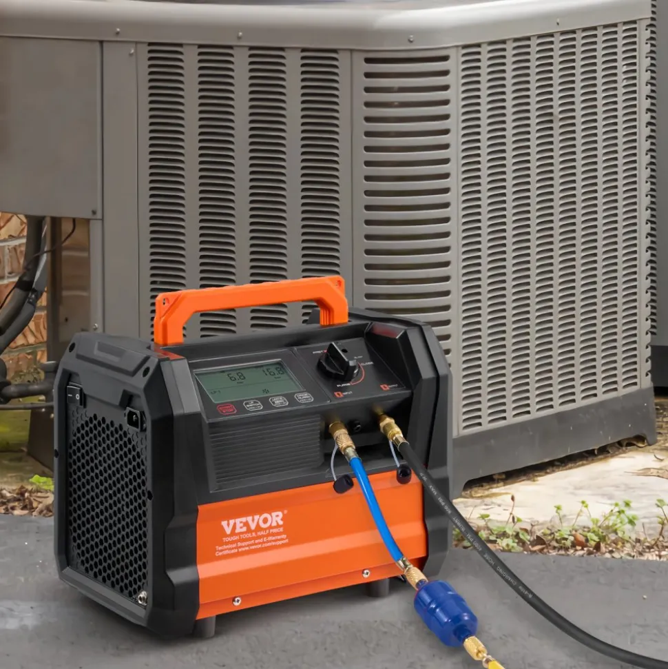 VEVOR Refrigerant Recovery Machine, 1 HP Dual Cylinder Portable AC Recovery Machine with 3000rpm Brushless Motor, Freon Refrigerant Recycling Tool for Automotive, Air Condition, Household HVAC
