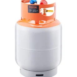 VEVOR Refrigerant Recovery Tank, 30 LBS Capacity, 400 psi Portable Cylinder Tank with Y-Valve for Liquid/Vapor, High-sealing Recovery Can for R22/R134A/R410A, Orange+Gray