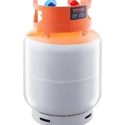 VEVOR Refrigerant Recovery Tank, 30 LBS Capacity, 400 psi Portable Cylinder Tank with Y-Valve for Liquid/Vapor, High-sealing Recovery Can for R22/R134A/R410A, Orange+Gray