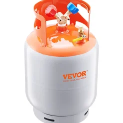 VEVOR Refrigerant Recovery Tank, 30 LBS Capacity, 400 psi Portable Cylinder Tank with Y-Valve for Liquid/Vapor, High-sealing Recovery Can for R22/R134A/R410A, Orange+Gray