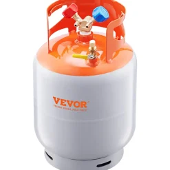 VEVOR Refrigerant Recovery Tank, 50 LBS Capacity, 400 psi Portable Cylinder Tank with Y-Valve for Liquid/Vapor, High-sealing Recovery Can for R22/R134A/R410A, Orange+Gray