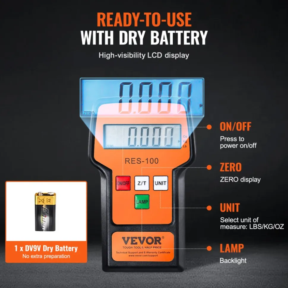 VEVOR Refrigerant Scale 220 LBS HAVC Charging Recovery Freon Scale, with Wired Remote Control, 5g High Precision Electronic Digital Recovery Weight Scale with Case and Dry Battery