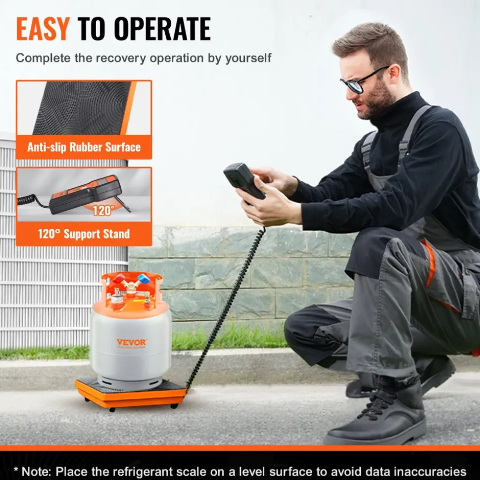 VEVOR Refrigerant Scale 220 LBS HAVC Charging Recovery Freon Scale, with Wired Remote Control, 5g High Precision Electronic Digital Recovery Weight Scale with Case and Dry Battery