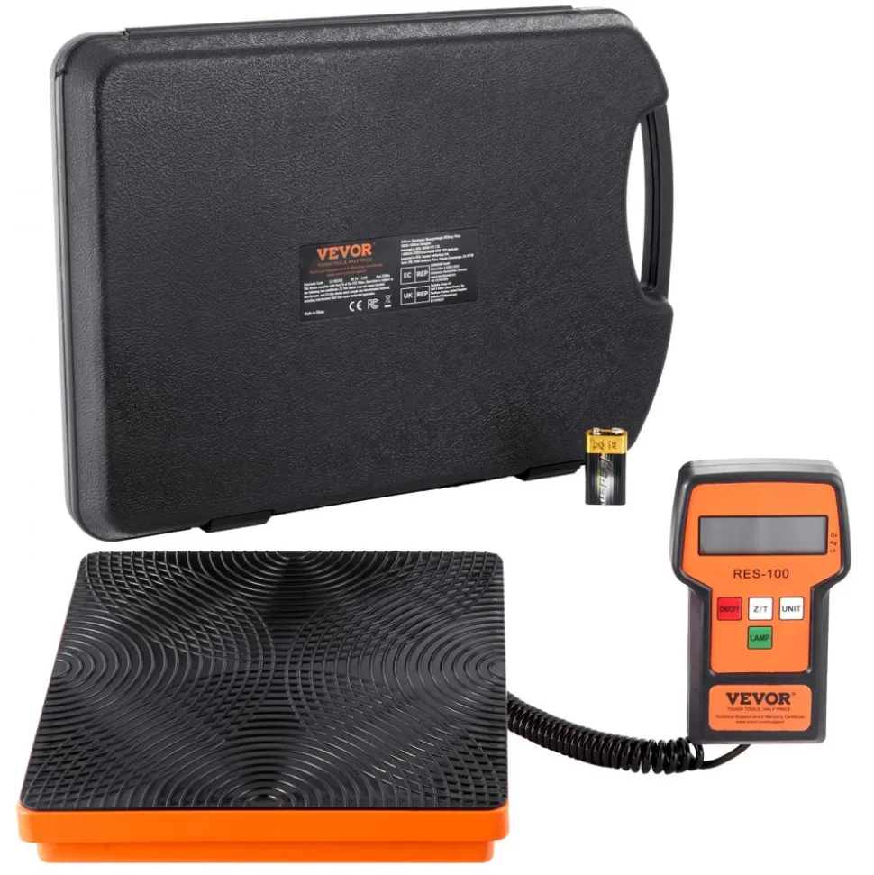VEVOR Refrigerant Scale 220 LBS HAVC Charging Recovery Freon Scale, with Wired Remote Control, 5g High Precision Electronic Digital Recovery Weight Scale with Case and Dry Battery