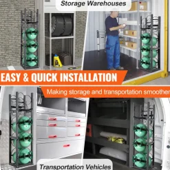 VEVOR Refrigerant Tank Rack, with 3 x 30lbs and Other 3 Small Bottle Tanks, Cylinder Tank Rack 12.79x12.99x47.12 in, Refrigerant Cylinder Rack and Holders for Freon, Gases, Oxygen, Nitrogen