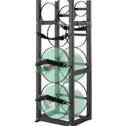 VEVOR Refrigerant Tank Rack, with 2 x 30lbs and Other 3 Small Bottle Tanks, Cylinder Tank Rack 12.79x12.99x47.12 in, Refrigerant Cylinder Rack and Holders for Freon, Gases, Oxygen, Nitrogen