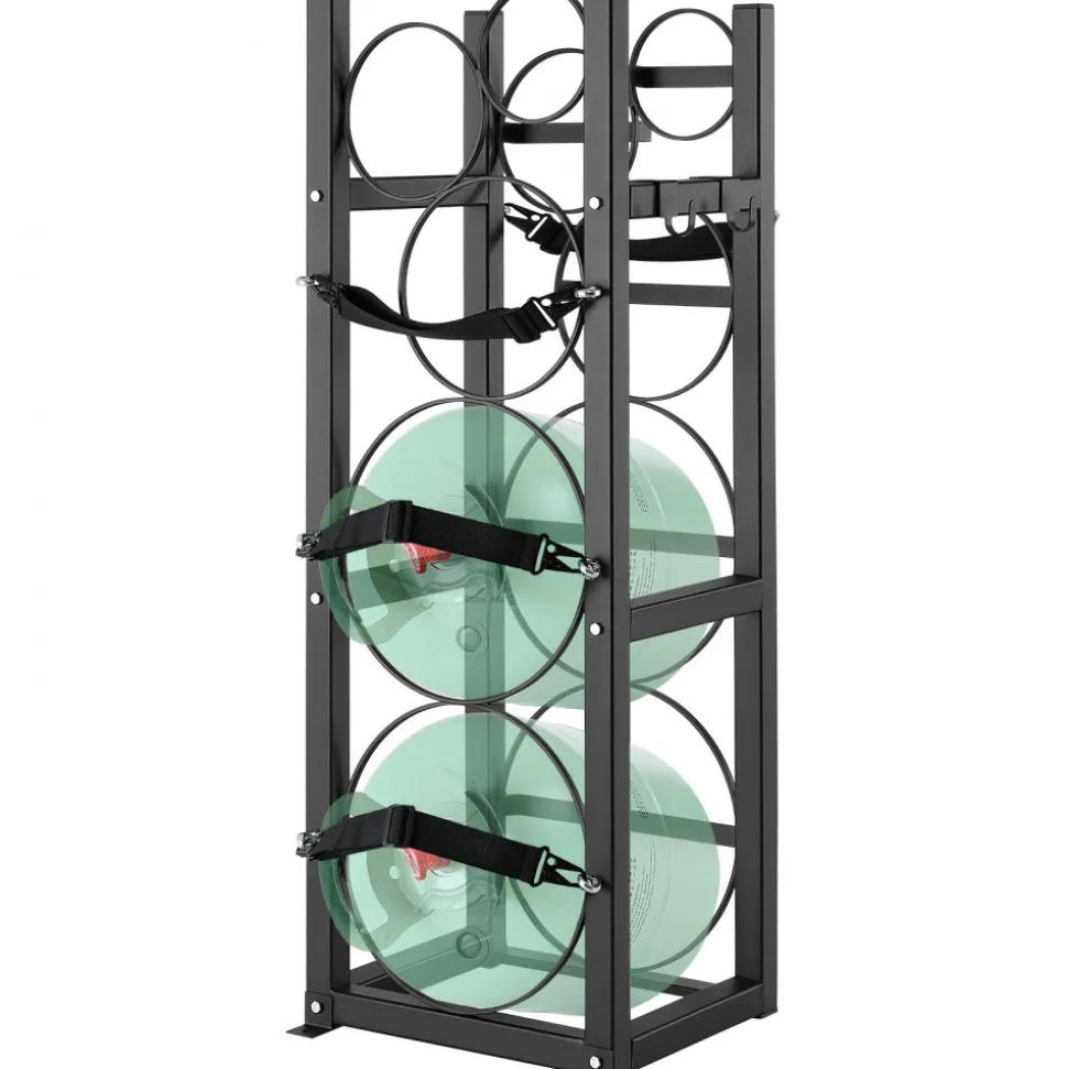VEVOR Refrigerant Tank Rack, with 2 x 30lbs and Other 3 Small Bottle Tanks, Cylinder Tank Rack 12.79x12.99x47.12 in, Refrigerant Cylinder Rack and Holders for Freon, Gases, Oxygen, Nitrogen