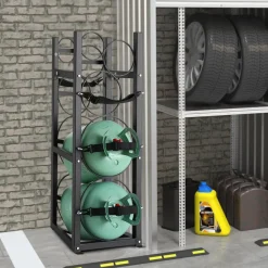 VEVOR Refrigerant Tank Rack, with 2 x 30lbs and Other 3 Small Bottle Tanks, Cylinder Tank Rack 12.79x12.99x47.12 in, Refrigerant Cylinder Rack and Holders for Freon, Gases, Oxygen, Nitrogen