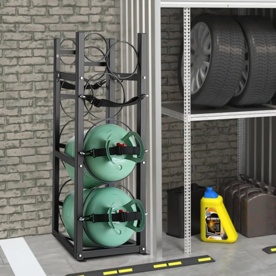 VEVOR Refrigerant Tank Rack, with 2 x 30lbs and Other 3 Small Bottle Tanks, Cylinder Tank Rack 12.79x12.99x47.12 in, Refrigerant Cylinder Rack and Holders for Freon, Gases, Oxygen, Nitrogen
