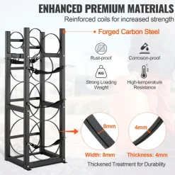 VEVOR Refrigerant Tank Rack, with 2 x 30lbs and Other 3 Small Bottle Tanks, Cylinder Tank Rack 12.79x12.99x47.12 in, Refrigerant Cylinder Rack and Holders for Freon, Gases, Oxygen, Nitrogen