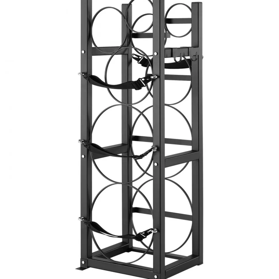 VEVOR Refrigerant Tank Rack, with 2 x 30lbs and Other 3 Small Bottle Tanks, Cylinder Tank Rack 12.79x12.99x47.12 in, Refrigerant Cylinder Rack and Holders for Freon, Gases, Oxygen, Nitrogen