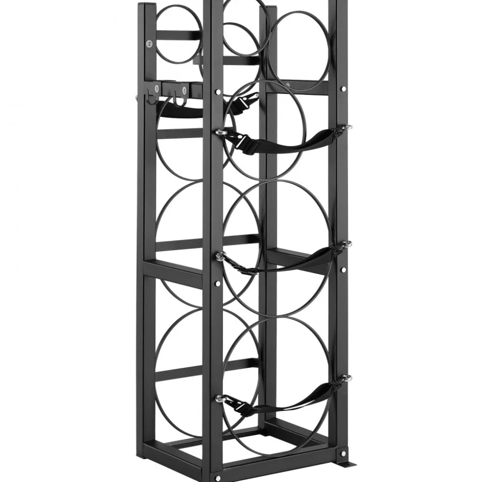 VEVOR Refrigerant Tank Rack, with 2 x 30lbs and Other 3 Small Bottle Tanks, Cylinder Tank Rack 12.79x12.99x47.12 in, Refrigerant Cylinder Rack and Holders for Freon, Gases, Oxygen, Nitrogen