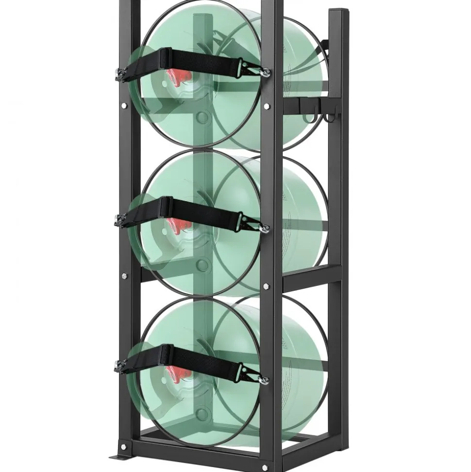 VEVOR Refrigerant Tank Rack, with 3 x 30lbs Bottle Tanks, Cylinder Tank Rack 12.79x12.99x33.07 in, Refrigerant Cylinder Rack Gas Cylinder Racks and Holders for Freon, Gases, Oxygen, Nitrogen
