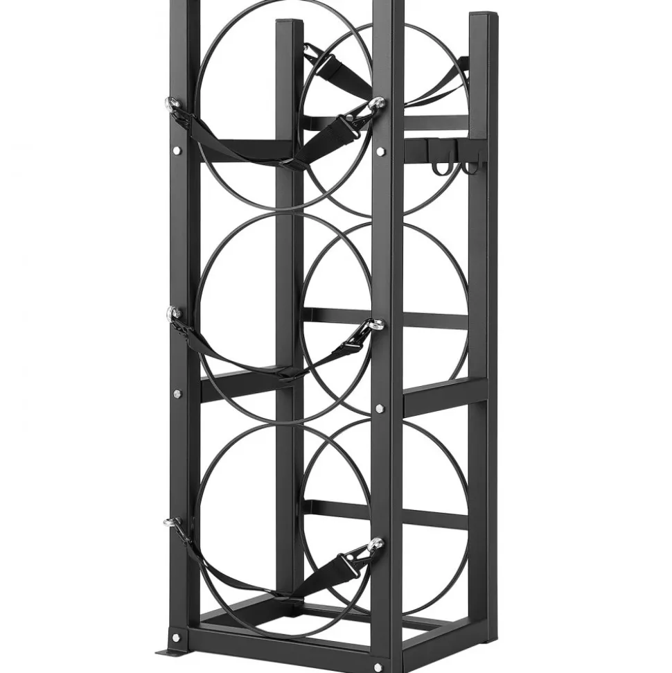 VEVOR Refrigerant Tank Rack, with 3 x 30lbs Bottle Tanks, Cylinder Tank Rack 12.79x12.99x33.07 in, Refrigerant Cylinder Rack Gas Cylinder Racks and Holders for Freon, Gases, Oxygen, Nitrogen