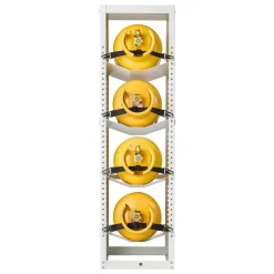 VEVOR Refrigerant Tank Rack, 14.8 x 13 x 52 inches, 4 Tiers for 4 Cylinder, with Top Storage Shelf, White Powder-Coated Carbon Steel, Cylinder Tank Rack for Cargo Van, Storing Oxygen, and Nitrogen