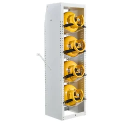 VEVOR Refrigerant Tank Rack, 14.8 x 13 x 52 inches, 4 Tiers for 4 Cylinder, with Top Storage Shelf, White Powder-Coated Carbon Steel, Cylinder Tank Rack for Cargo Van, Storing Oxygen, and Nitrogen