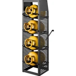 VEVOR Refrigerant Tank Rack, 14.8 x 13 x 52 inches, 4 Tiers for 4 Cylinder, with Top Storage Shelf, Black Powder-Coated Carbon Steel, Cylinder Tank Rack for Cargo Van, Storing Oxygen, and Nitrogen