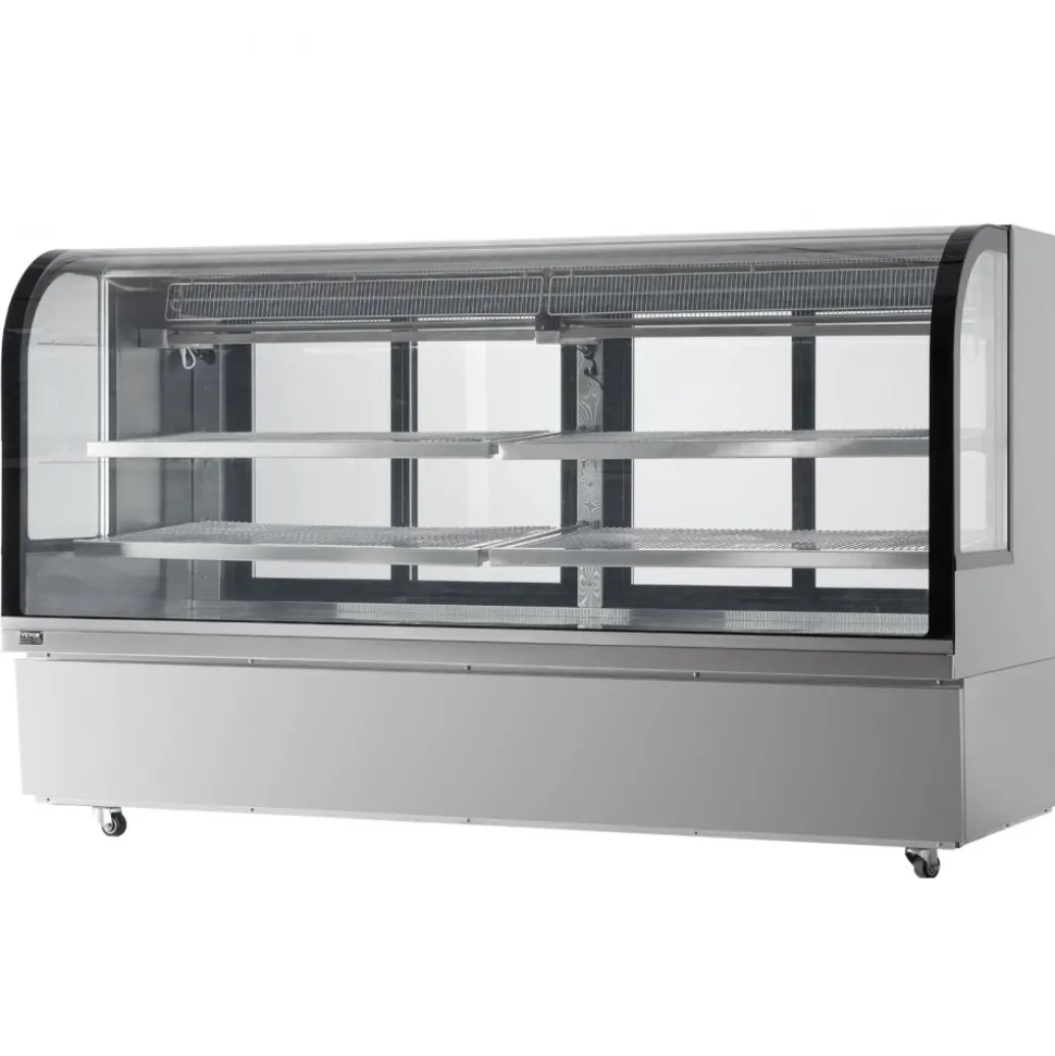 VEVOR Refrigerated Display Case, 32 Cu.Ft./901L Large Pastry Display Case, 4-Tier Commercial Display Refrigerator with LED Lighting, Downdraft Cooling, Movable with Casters, for Bakery