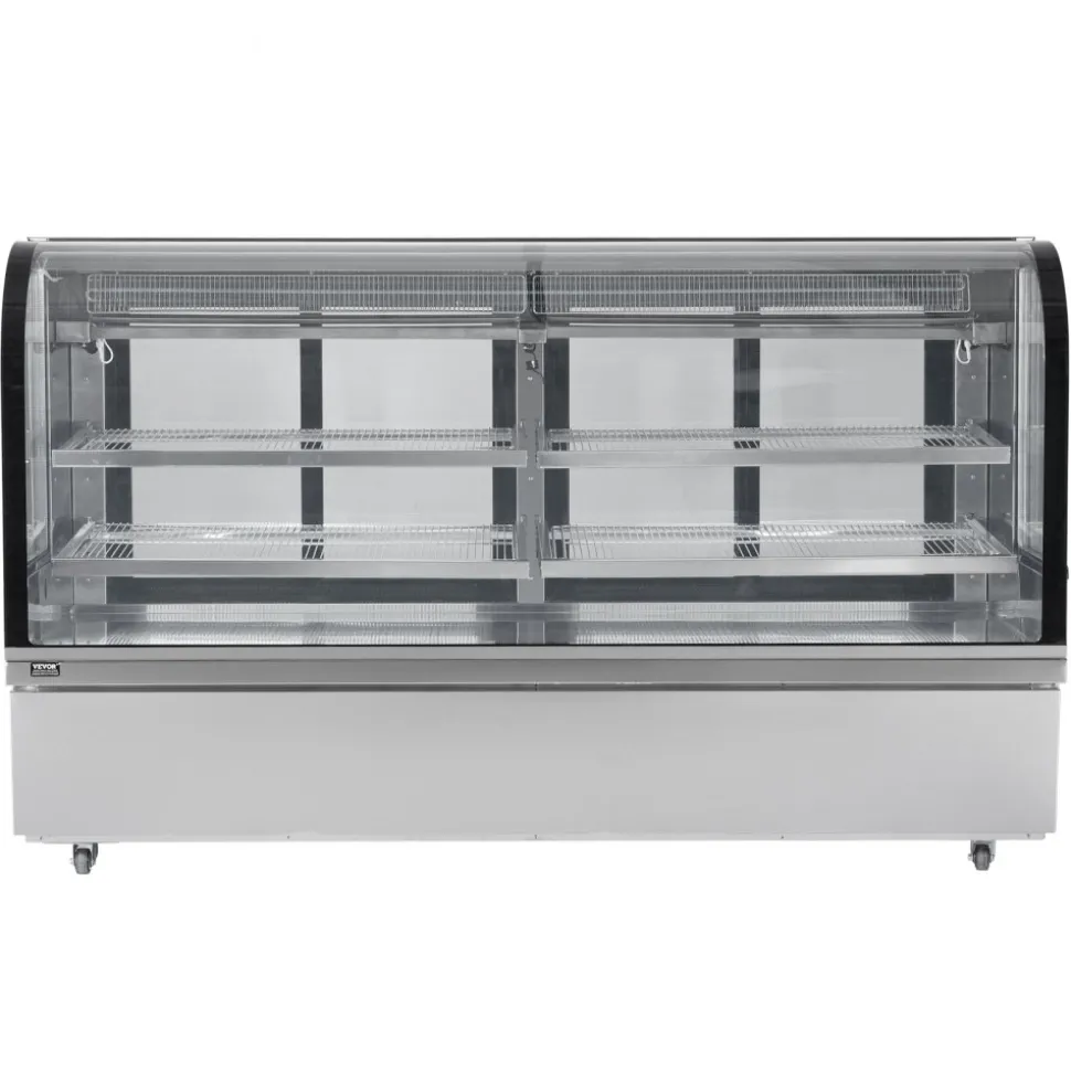 VEVOR Refrigerated Display Case, 32 Cu.Ft./901L Large Pastry Display Case, 4-Tier Commercial Display Refrigerator with LED Lighting, Downdraft Cooling, Movable with Casters, for Bakery