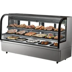 VEVOR Refrigerated Display Case, 32 Cu.Ft./901L Large Pastry Display Case, 4-Tier Commercial Display Refrigerator with LED Lighting, Downdraft Cooling, Movable with Casters, for Bakery