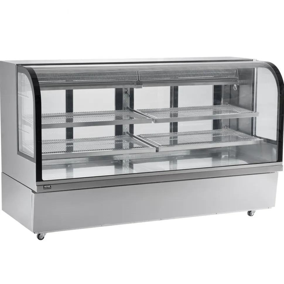 VEVOR Refrigerated Display Case, 32 Cu.Ft./901L Large Pastry Display Case, 4-Tier Commercial Display Refrigerator with LED Lighting, Downdraft Cooling, Movable with Casters, for Bakery
