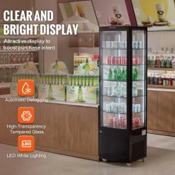 VEVOR Refrigerated Display Case, 9.8 Cu.Ft./278L Large Pastry Display Case, 5-Tier Commercial Display Refrigerator with LED Lighting, TURBO Cooling, Frost-Free Air-Cooling, for Bakery