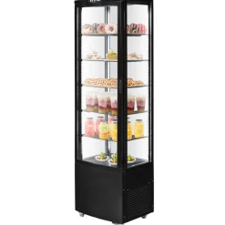VEVOR Refrigerated Display Case, 9.8 Cu.Ft./278L Large Pastry Display Case, 5-Tier Commercial Display Refrigerator with LED Lighting, TURBO Cooling, Frost-Free Air-Cooling, for Bakery