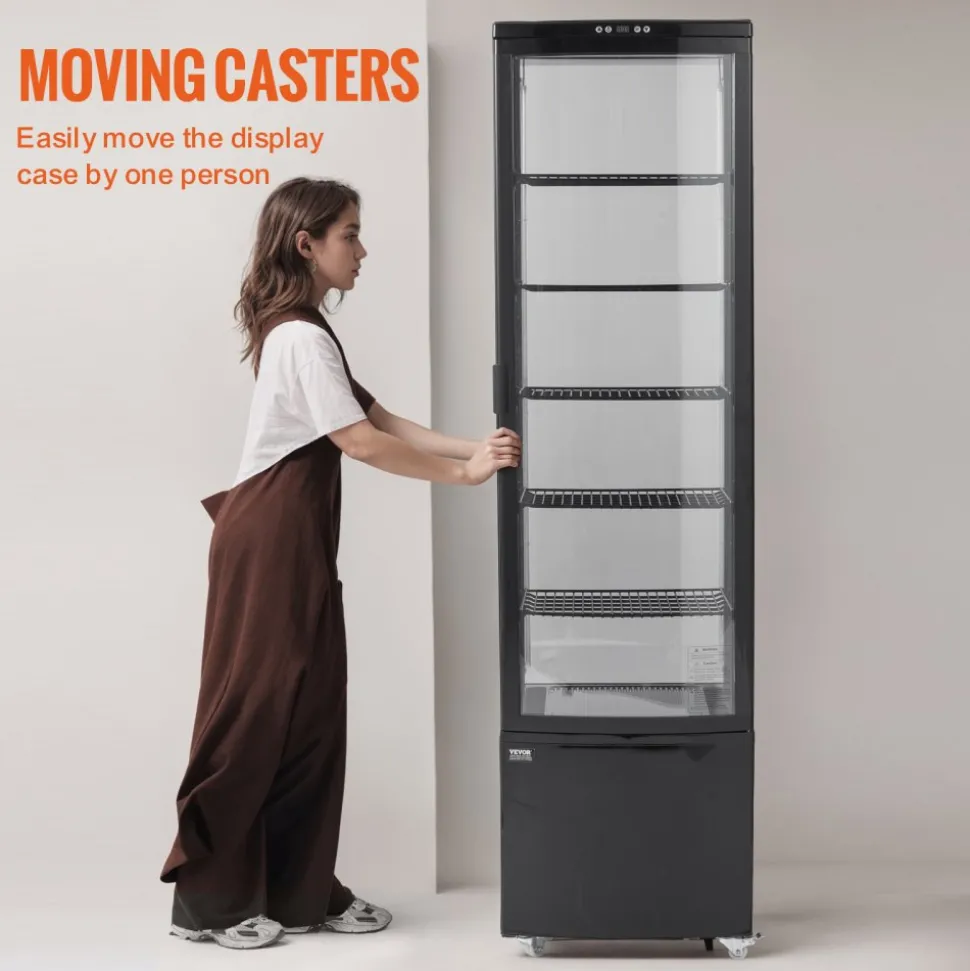 VEVOR Refrigerated Display Case, 9.8 Cu.Ft./278L Large Pastry Display Case, 5-Tier Commercial Display Refrigerator with LED Lighting, TURBO Cooling, Frost-Free Air-Cooling, for Bakery