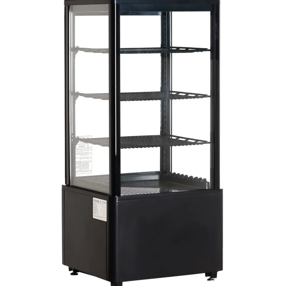 VEVOR Refrigerated Display Case, 3.5 Cu.Ft./100L, 2-Tier, Countertop Pastry Display Case Commercial Display Refrigerator with LED Lighting, TURBO Cooling, Frost-Free Air-Cooling, Rear Sliding Door