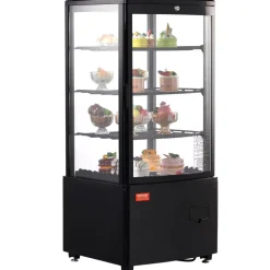 VEVOR Refrigerated Display Case, 3.5 Cu.Ft./100L, 2-Tier, Countertop Pastry Display Case Commercial Display Refrigerator with LED Lighting, TURBO Cooling, Frost-Free Air-Cooling, Rear Sliding Door