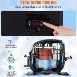 VEVOR Refrigerated Display Case, 3.5 Cu.Ft./100L, 2-Tier, Countertop Pastry Display Case Commercial Display Refrigerator with LED Lighting, TURBO Cooling, Frost-Free Air-Cooling, Rear Sliding Door
