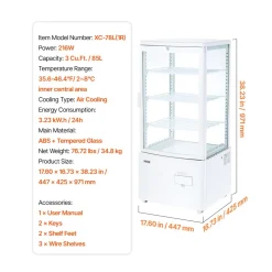 VEVOR Refrigerated Display Case, 17.6 Cu.Ft./550L Large Pastry Display Case, 2-Tier Commercial Cake Refrigerator with LED Lighting, TURBO Cooling, Frost-Free Air-Cooling, for Bakery, Dessert Shop