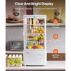 VEVOR Refrigerated Display Case, 3 Cu.Ft./85L Countertop Pastry Display Case, 3-Tier Commercial Cake Refrigerator with LED Lighting, TURBO Cooling, Frost-Free Air-Cooling, for Bakery, Dessert Shop