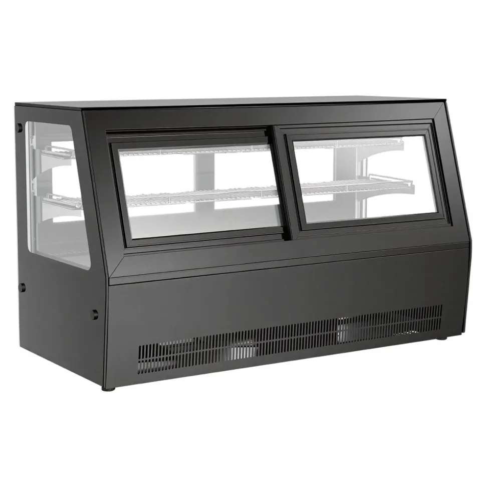 VEVOR Refrigerated Display Case, 7.1 Cu.Ft./190L Countertop Pastry Display Case, 2-Tier Commercial Cake Refrigerator with LED Lighting, TURBO Cooling, Frost-Free Air-Cooling, for Bakery, Dessert Shop