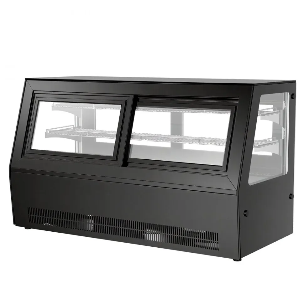 VEVOR Refrigerated Display Case, 7.1 Cu.Ft./190L Countertop Pastry Display Case, 2-Tier Commercial Cake Refrigerator with LED Lighting, TURBO Cooling, Frost-Free Air-Cooling, for Bakery, Dessert Shop