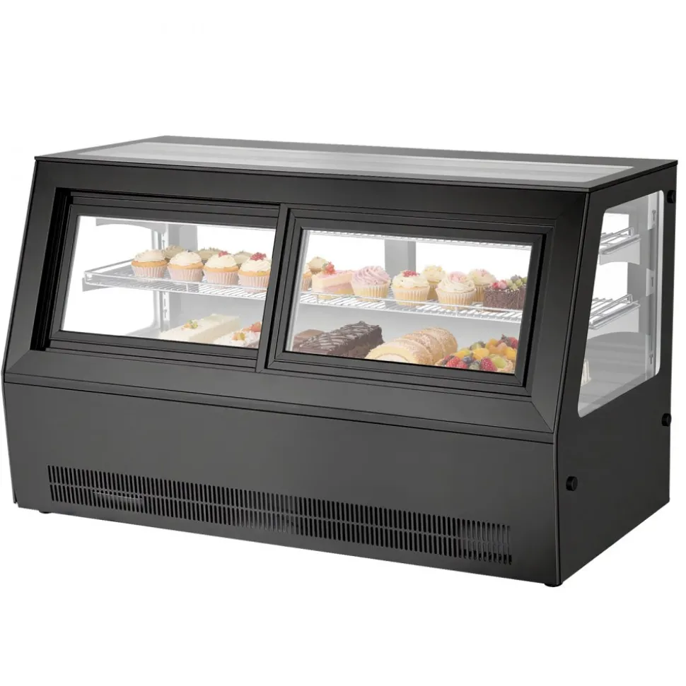 VEVOR Refrigerated Display Case, 7.1 Cu.Ft./190L Countertop Pastry Display Case, 2-Tier Commercial Cake Refrigerator with LED Lighting, TURBO Cooling, Frost-Free Air-Cooling, for Bakery, Dessert Shop