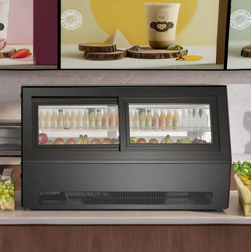VEVOR Refrigerated Display Case, 7.1 Cu.Ft./190L Countertop Pastry Display Case, 2-Tier Commercial Cake Refrigerator with LED Lighting, TURBO Cooling, Frost-Free Air-Cooling, for Bakery, Dessert Shop