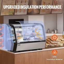 VEVOR Refrigerated Display Case, 9.8 Cu.Ft./278L Large Pastry Display Case, 5-Tier Commercial Cake Refrigerator with LED Lighting, TURBO Cooling, Frost-Free Air-Cooling, for Bakery, Dessert Shop