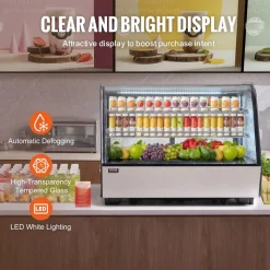 VEVOR Refrigerated Display Case, 9.8 Cu.Ft./278L Large Pastry Display Case, 5-Tier Commercial Cake Refrigerator with LED Lighting, TURBO Cooling, Frost-Free Air-Cooling, for Bakery, Dessert Shop