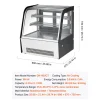 VEVOR Refrigerated Display Case, 4.2 Cu.Ft./105L Countertop Pastry Display Case, 2-Tier Commercial Cake Refrigerator with LED Lighting, TURBO Cooling, Frost-Free Air-Cooling, for Bakery, Dessert Shop