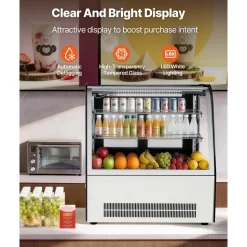 VEVOR Refrigerated Display Case, 4.2 Cu.Ft./105L Countertop Pastry Display Case, 2-Tier Commercial Cake Refrigerator with LED Lighting, TURBO Cooling, Frost-Free Air-Cooling, for Bakery, Dessert Shop