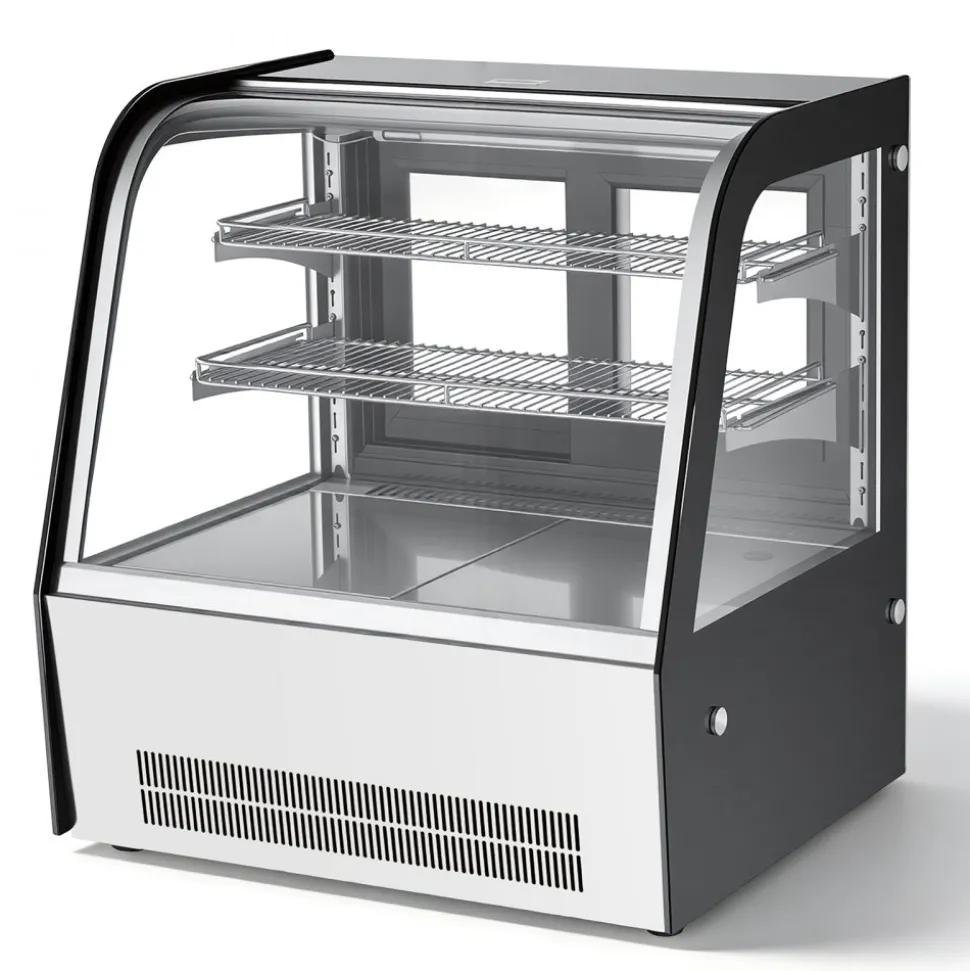 VEVOR Refrigerated Display Case, 4.2 Cu.Ft./105L Countertop Pastry Display Case, 2-Tier Commercial Cake Refrigerator with LED Lighting, TURBO Cooling, Frost-Free Air-Cooling, for Bakery, Dessert Shop