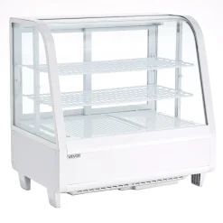 VEVOR Refrigerated Display Case, 3.5 Cu.Ft./100L Countertop Pastry Display Case, 2-Tier Commercial Cake Refrigerator with LED Lighting, TURBO Cooling, Frost-Free Air-Cooling, for Bakery, Dessert Shop