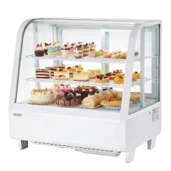 VEVOR Refrigerated Display Case, 3.5 Cu.Ft./100L Countertop Pastry Display Case, 2-Tier Commercial Cake Refrigerator with LED Lighting, TURBO Cooling, Frost-Free Air-Cooling, for Bakery, Dessert Shop