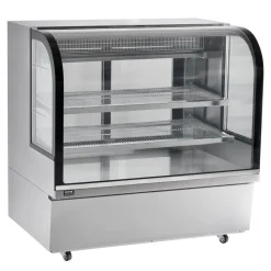 VEVOR Refrigerated Display Case, 18 Cu.Ft./505L Large Pastry Display Case, 2-Tier Commercial Display Refrigerator with LED Lighting, Downdraft Cooling, Movable with Casters, for Bakery