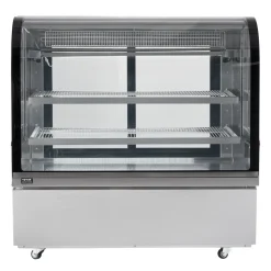 VEVOR Refrigerated Display Case, 18 Cu.Ft./505L Large Pastry Display Case, 2-Tier Commercial Display Refrigerator with LED Lighting, Downdraft Cooling, Movable with Casters, for Bakery