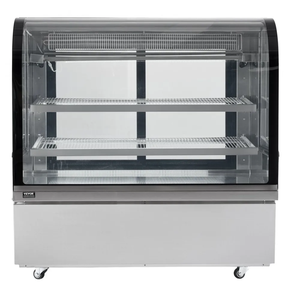 VEVOR Refrigerated Display Case, 18 Cu.Ft./505L Large Pastry Display Case, 2-Tier Commercial Display Refrigerator with LED Lighting, Downdraft Cooling, Movable with Casters, for Bakery