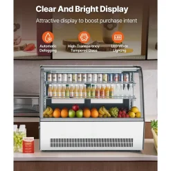 VEVOR Refrigerated Display Case, 5 Cu.Ft./145L Countertop Pastry Display Case, 2-Tier Commercial Cake Refrigerator with LED Lighting, TURBO Cooling, Frost-Free Air-Cooling, for Bakery, Dessert Shop