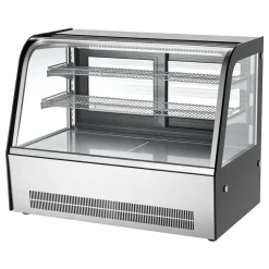 VEVOR Refrigerated Display Case, 5 Cu.Ft./145L Countertop Pastry Display Case, 2-Tier Commercial Cake Refrigerator with LED Lighting, TURBO Cooling, Frost-Free Air-Cooling, for Bakery, Dessert Shop